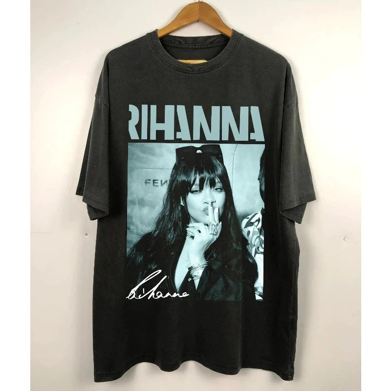 Rihanna Graphic Tee: Hip Hop Music Unisex T-Shirt Summer Men's and Women's Loose and Breathable cotton T-shirt Top