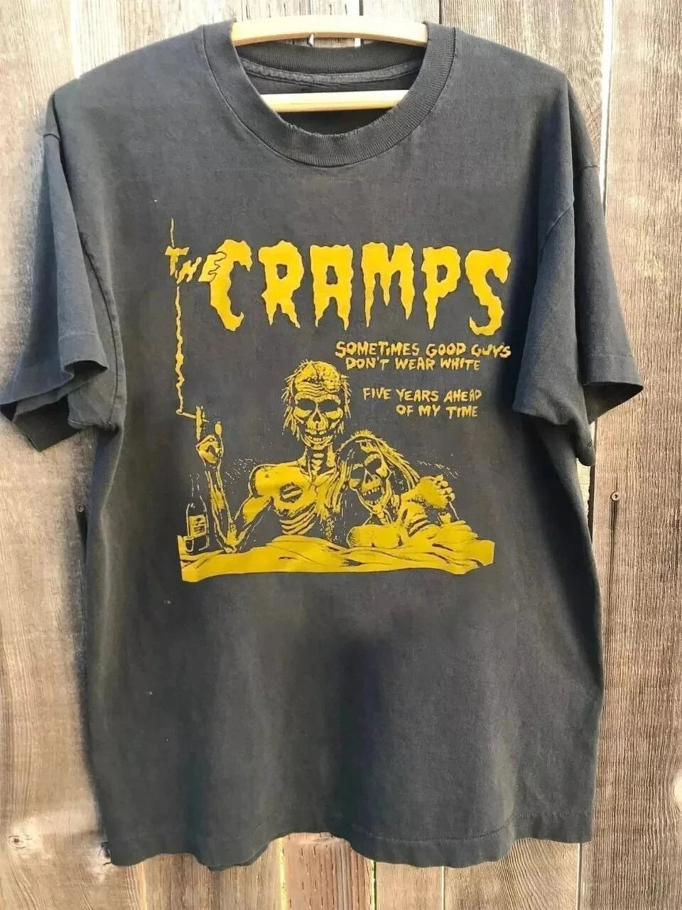 The Cramps Band Bad Music For Bad People Charcoal T shirt Summer Men's and Women's Loose and Breathable T-shirt Top
