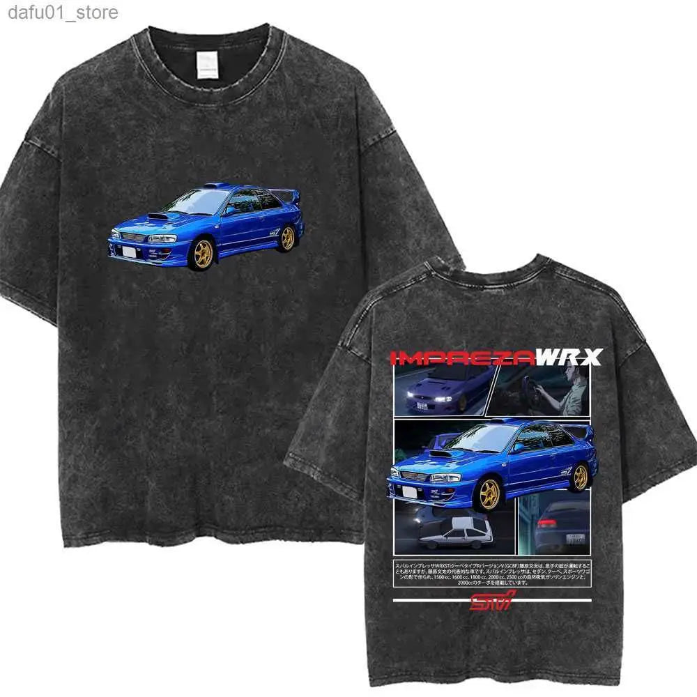 Washed Vintage Anime Initial D Drift AE86 Fujiwara Tofu Shop Print T-shirt Takumi Fujiwara T Shirts Men Manga Retro Tshirt
