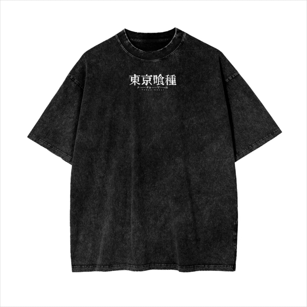 Ken Kaneki Tokyo Ghoul T-Shirt Oversized Acid Washed Anime Tee Grunge Manga Shirt Gift for Him or Her