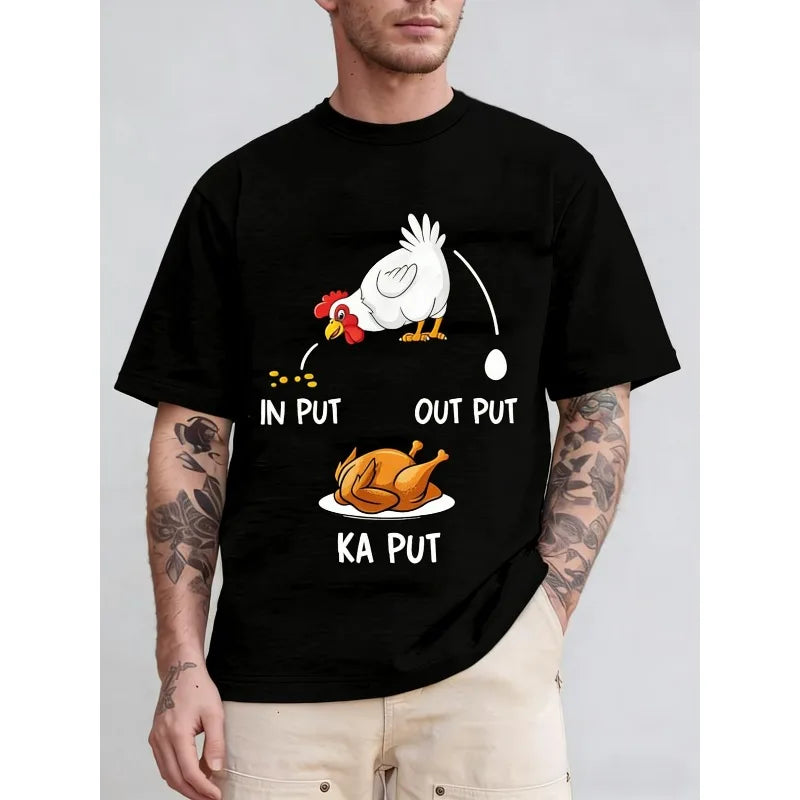 Fun Chicken Farmer T-Shirt Summer Men's and Women's Loose and Breathable cotton T-shirt Top