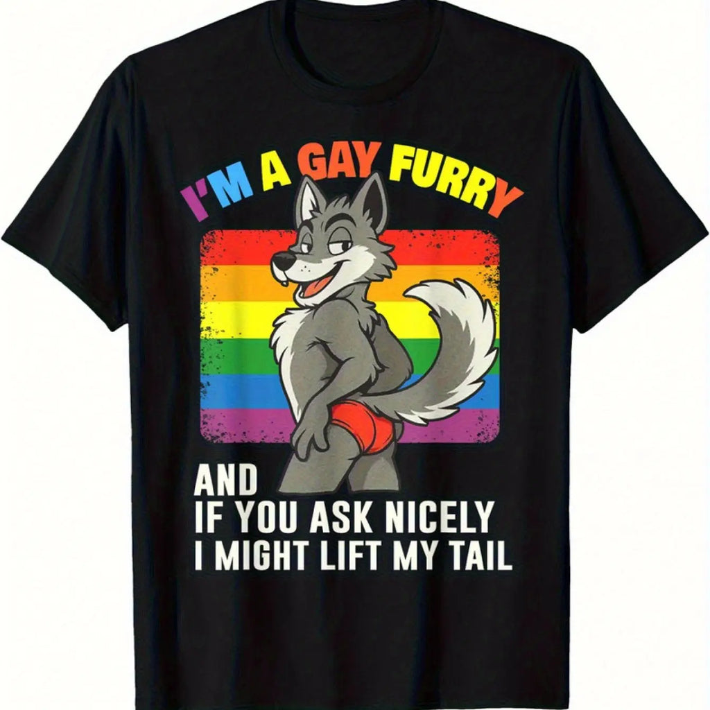 Funny I'm Gay Furry Pride Month LGBTQ Rainbow Fox T-Shirt Summer unisex Loose and Breathable cotton T-shirt
