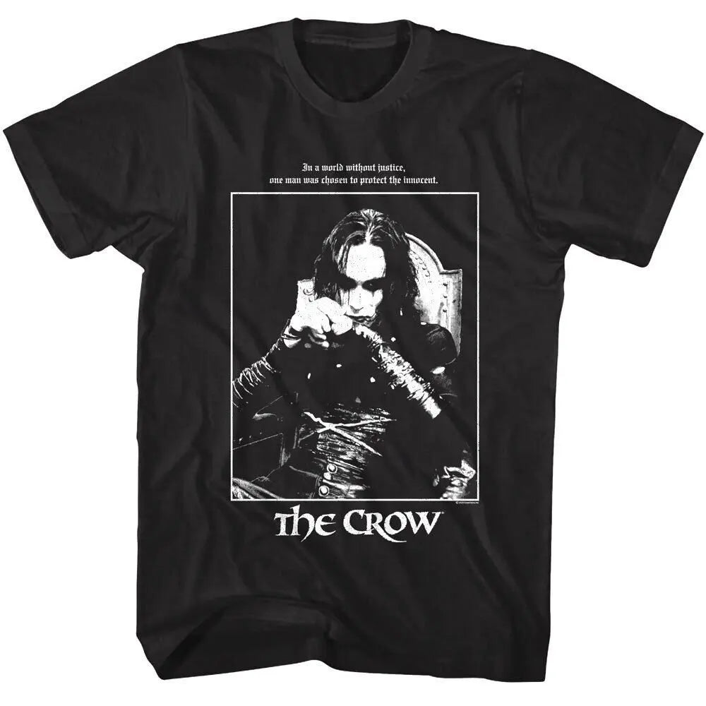 THE CROW T-Shirt World Without Justice Eric Draven Quote Tees Summer Men's and Women's Loose and Breathable T-shirt Top