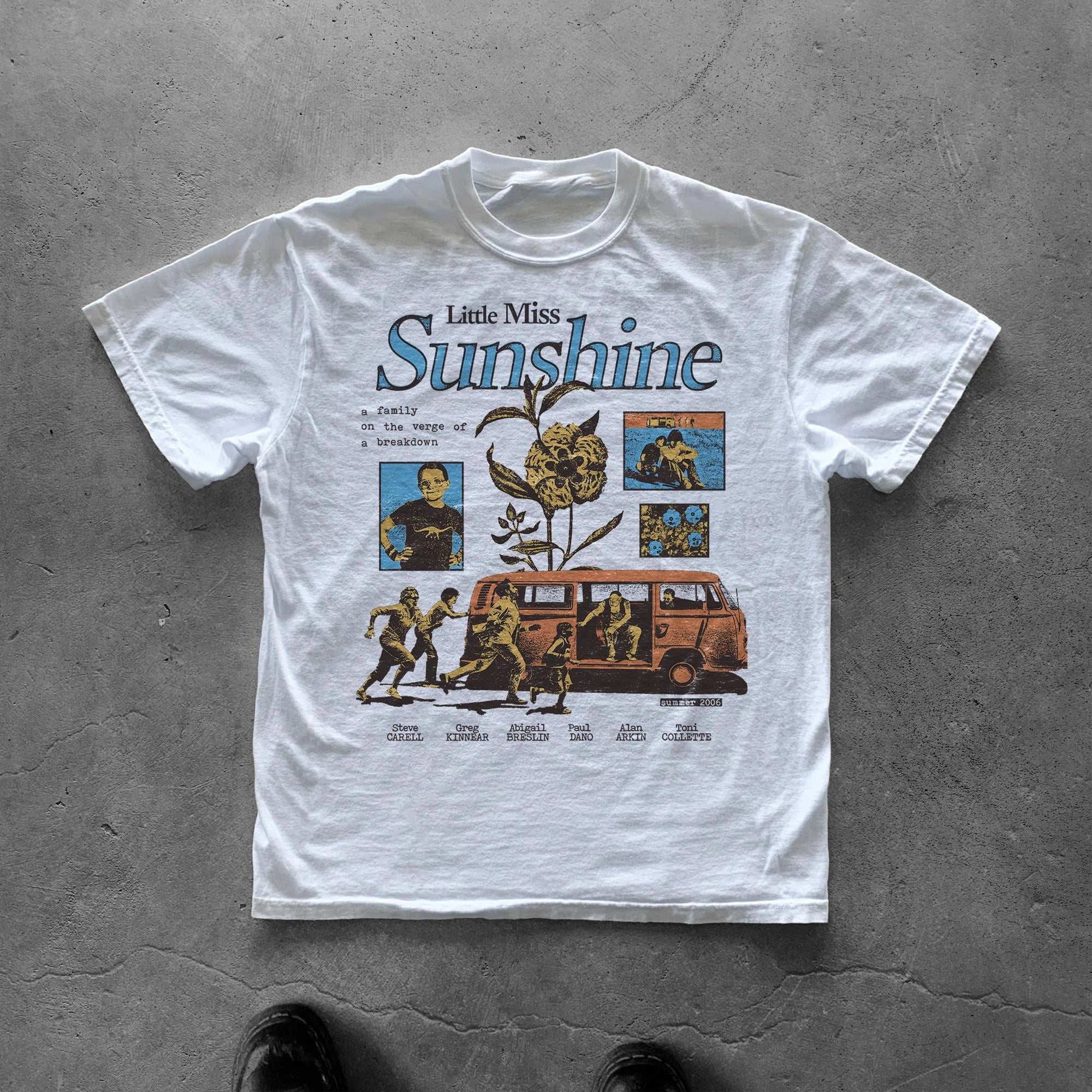 Little Miss Sunshine Graphic Tee Vintage Collage Comfort Colors Shirt Summer Men's and Women's Loose and Breathable T-shirt Top