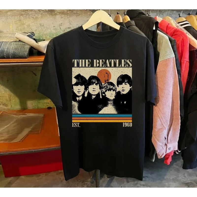 The Beatles Retro Shirt, Rock Band Music Tee Summer Men's and Women's Loose and Breathable cotton T-shirt Top