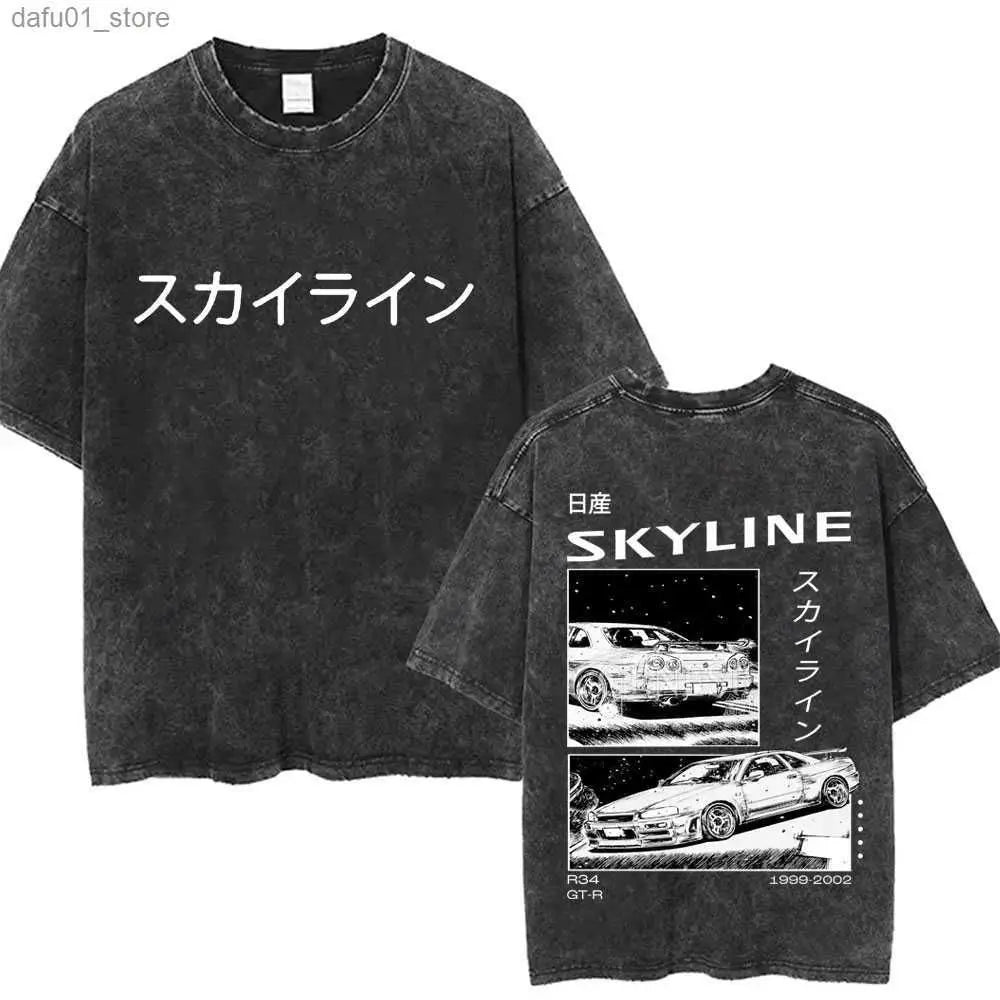 Washed Vintage Anime Initial D Drift AE86 Fujiwara Tofu Shop Print T-shirt Takumi Fujiwara T Shirts Men Manga Retro Tshirt