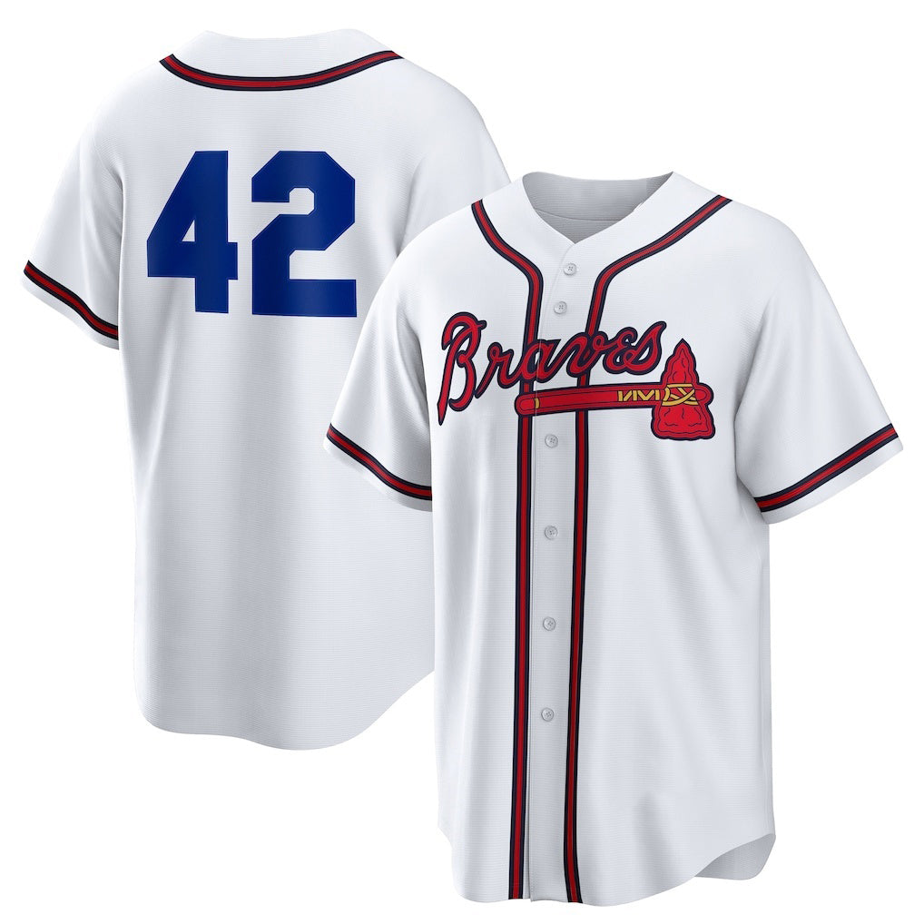 Atlanta Braves #42 Jackie Robinson White MASONITE Home 2025 Day Replica Jersey