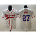 Atlanta Braves #27 Austin Riley Number White MASONITE Cool Base With Patch Stitched Jersey