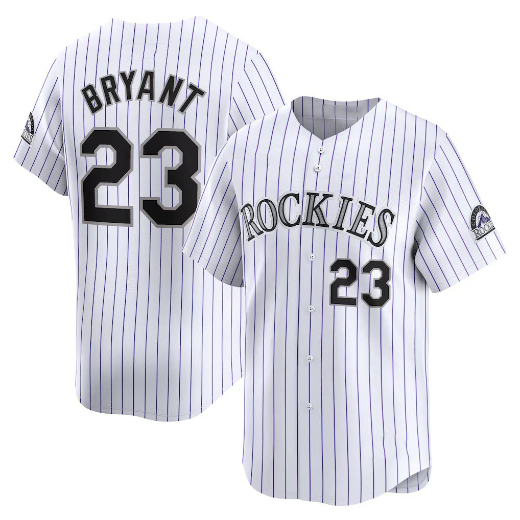 Colorado Rockies #23 Kris Bryant White-Purple MASONITE Replica Player Jersey