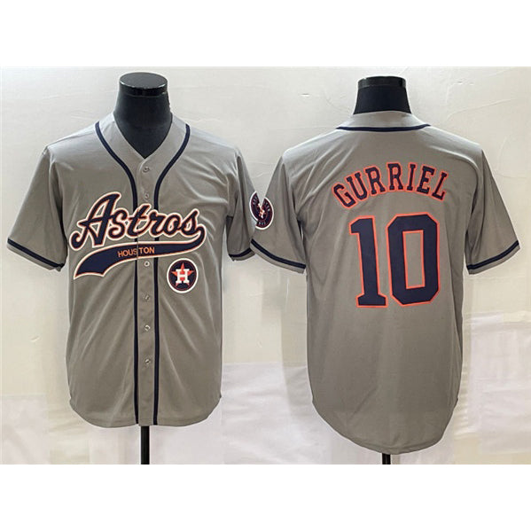 Houston Astros #10 Yuli Gurriel Gray MASONITE With Patch Cool Base Stitched Jersey