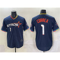 Houston Astros #1 Carlos Correa Navy MASONITE 2025 City Connect With Texas Patch Limited Stitched Jersey