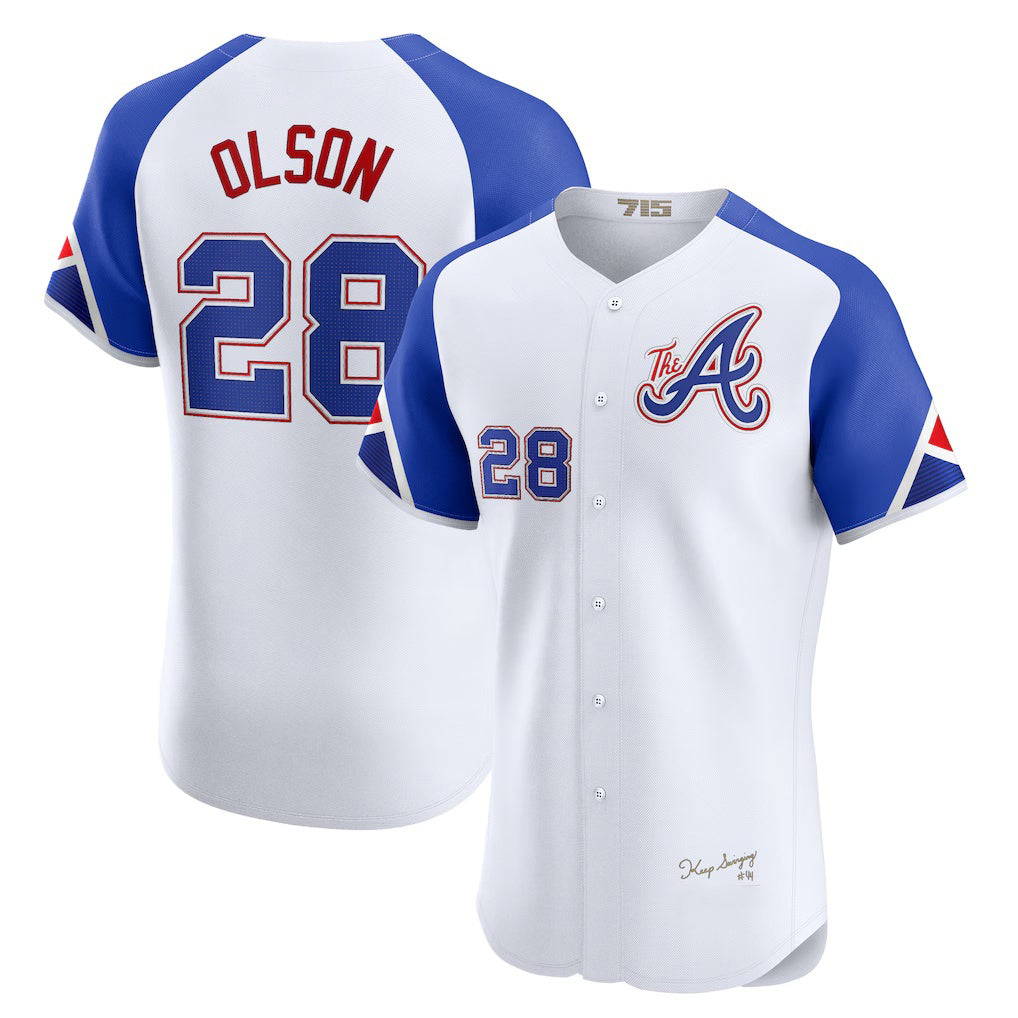 Atlanta Braves #28 Matt Olson White MASONITE City Connect Elite Jersey