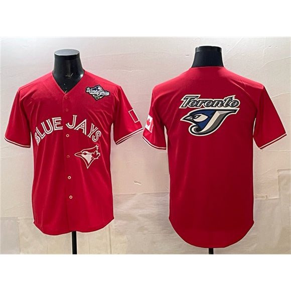 Toronto Blue Jays Team Big Logo Red MASONITE 2025 World Series Home Cool Base Stitched Jersey