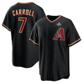 Arizona Diamondbacks #7 Corbin Carroll Black MASONITE 2023 World Series Cool Base Stitched Jersey