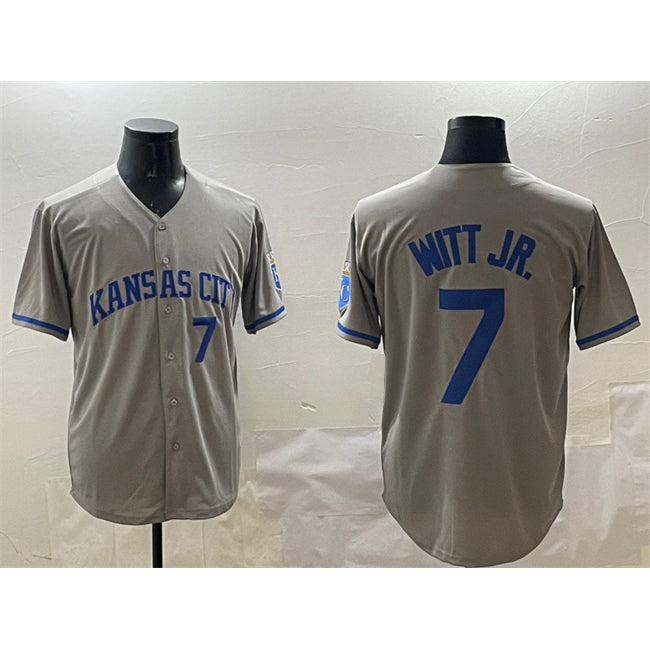 Kansas City Royals #7 Bobby Witt Jr. Gray MASONITE 2024 Away Limited Stitched Jersey