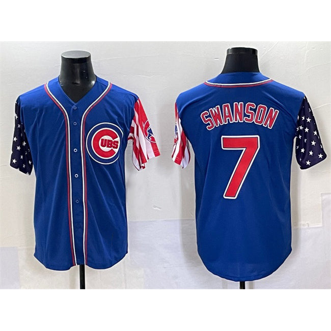 Chicago Cubs #7 Dansby Swanson Royal MASONITE 2025 Independence Day Vapor Premier Limited Stitched Jersey