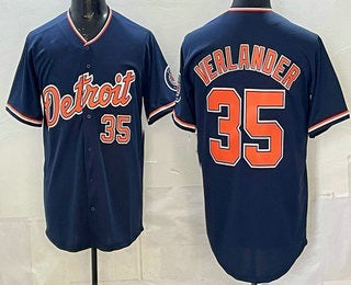 Detroit Tigers #35 Justin Verlander Navy MASONITE Limited Jersey
