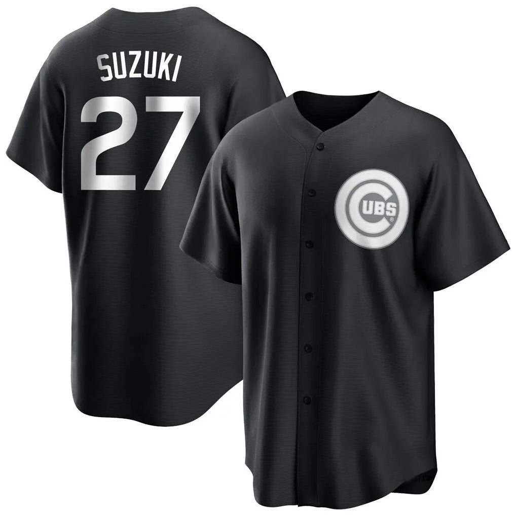 Chicago Cubs #27 Seiya Suzuki Player Black MASONITE Game Stitched Jerseys