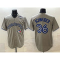 Toronto Blue Jays #36 Davis Schneider Gray MASONITE 2025 World Series Cool Base Stitched Jersey