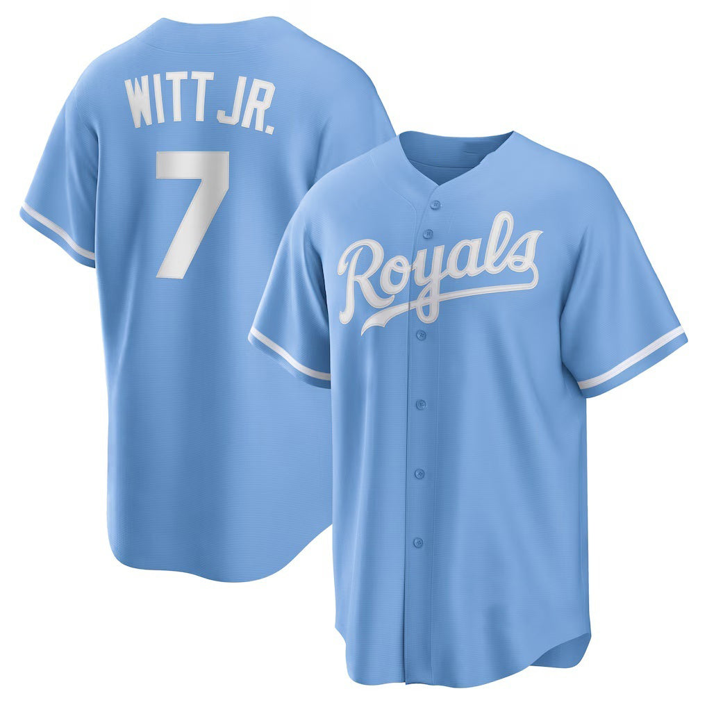 Kansas City Royals #7 Bobby Witt Jr. Light Blue MASONITE Alternate Replica Jersey