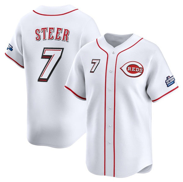 Cincinnati Reds #7 Spencer Steer White MASONITE 2025 Speedway Classic Home Limited Stitched Jersey