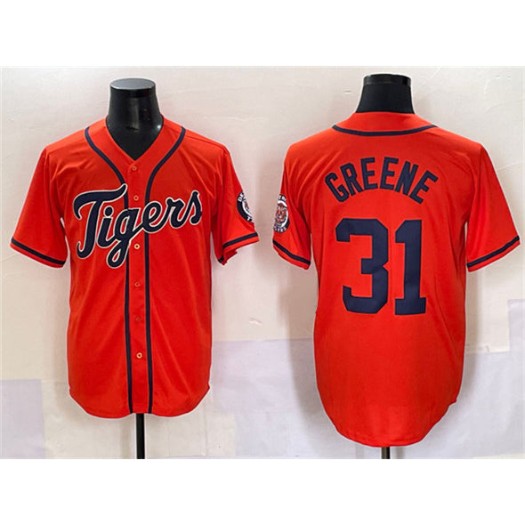 Detroit Tigers #31 Riley Greene Orange MASONITE With Patch Cool Base Stitched Jersey
