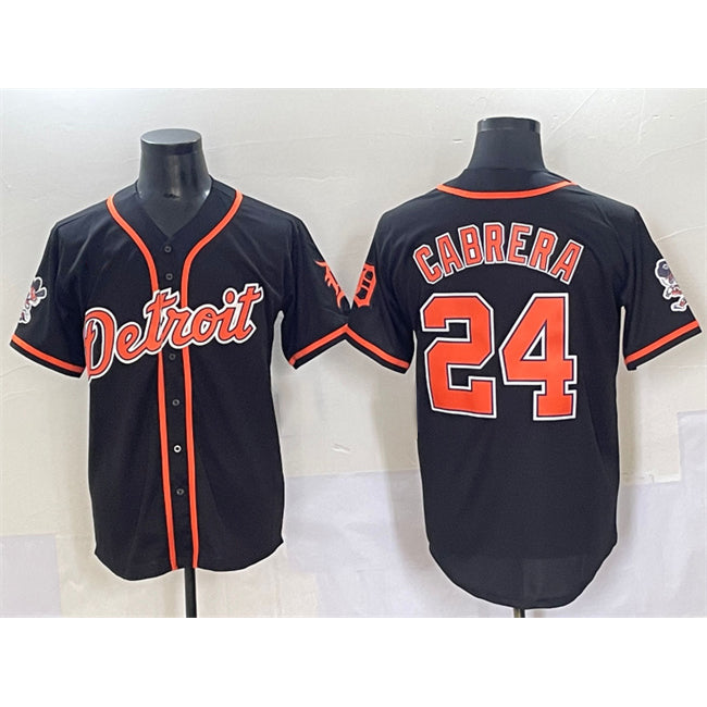 Detroit Tigers #24 Miguel Cabrera Black MASONITE With Patch Cool Base Stitched Jersey