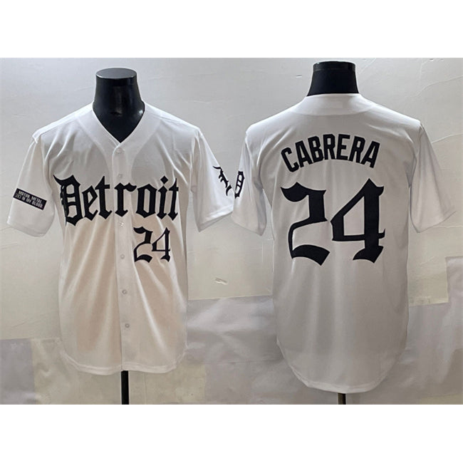 Detroit Tigers #24 Miguel Cabrera White MASONITE 'Motor Gothic Edition' Vapor Premier Limited Stitched Jersey