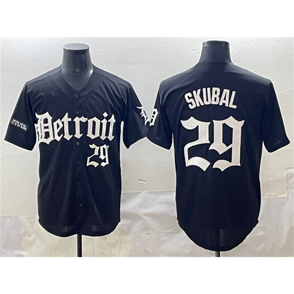 Detroit Tigers #29 Tarik Skubal Black MASONITE 'Motor Gothic Edition' Vapor Premier Limited Stitched Jersey