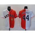Houston Astros #44 Yordan Alvarez Number White Orange MASONITE Split Stitched Jersey