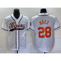 Detroit Tigers #28 Javier B¨¢ez MASONITE White Cool Base Stitched Jersey