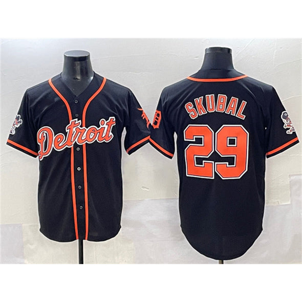 Detroit Tigers #29 Tarik Skubal Black MASONITE With Patch Cool Base Stitched Jersey