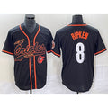 Baltimore Orioles #8 Cal Ripken Jr Black MASONITE With Patch Cool Base Stitched Jersey