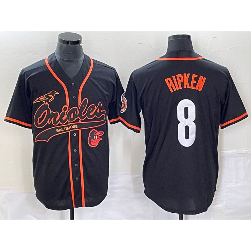 Baltimore Orioles #8 Cal Ripken Jr Black MASONITE With Patch Cool Base Stitched Jersey