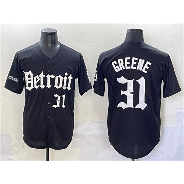 Detroit Tigers #31 Riley Greene Black MASONITE 'Motor Gothic Edition' Vapor Premier Limited Stitched Jersey