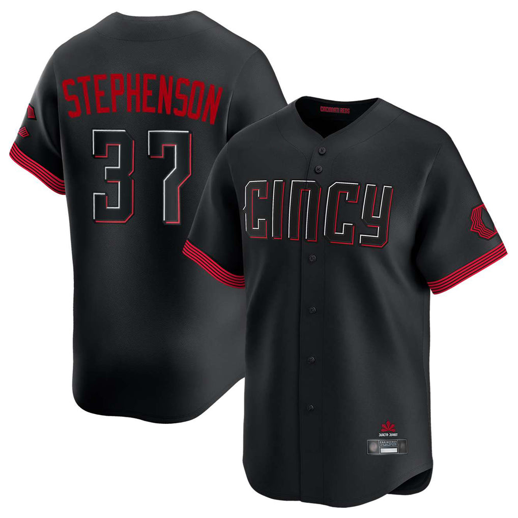 Cincinnati Reds #37 Tyler Stephenson Player Black MASONITE City Connect Home Limited Stitched Jerseys