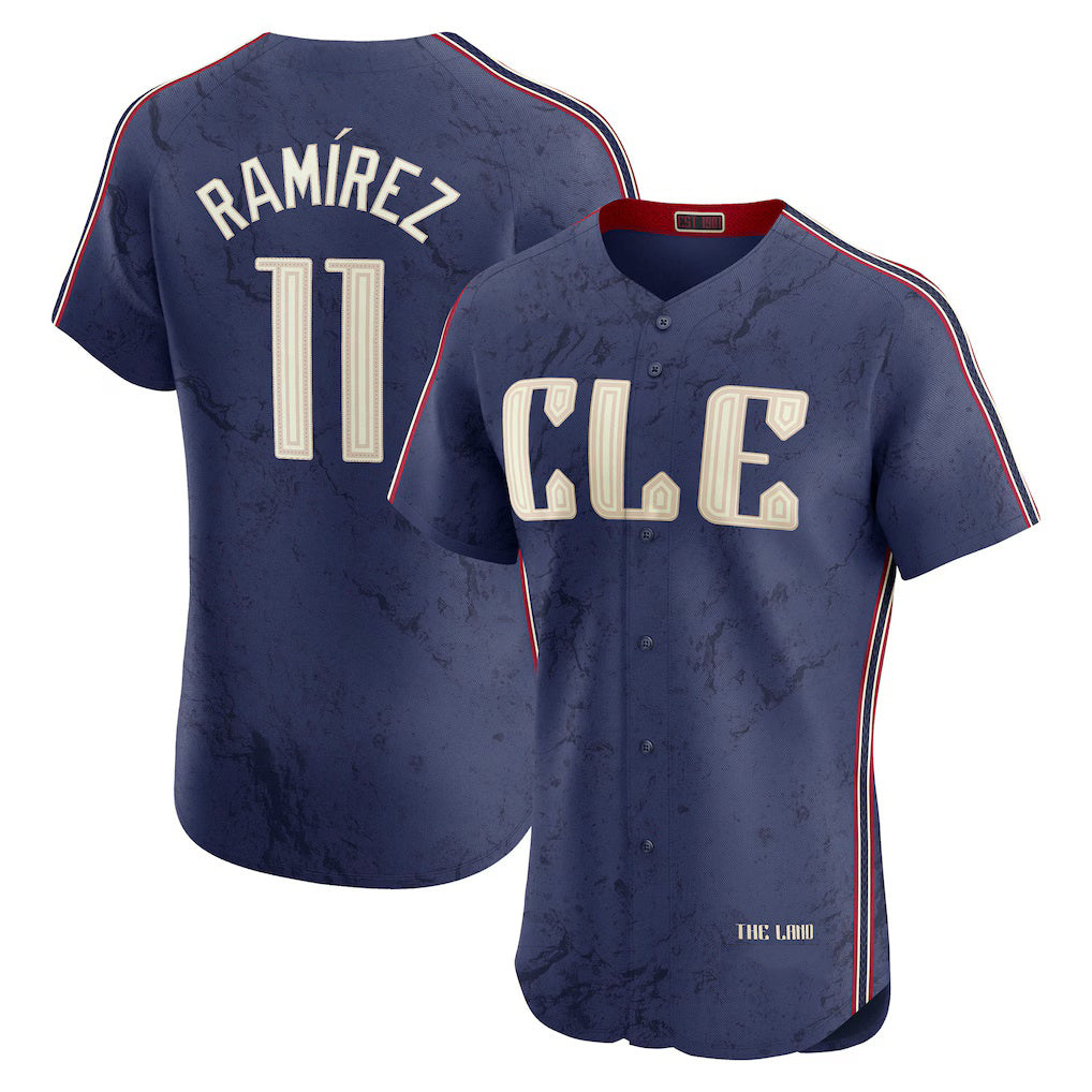 Cleveland Guardians #11 Jos¨¦ Ram¨ªrez Navy MASONITE City Connect Elite Jersey