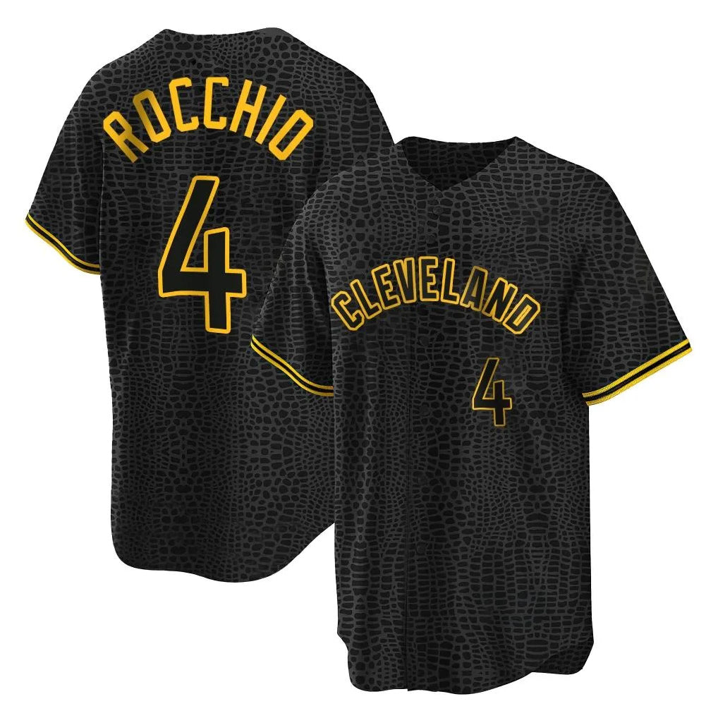 Cleveland Guardians #4 Brayan Rocchio Player Black MASONITE Snake Skin City Home Game Stitched Jerseys