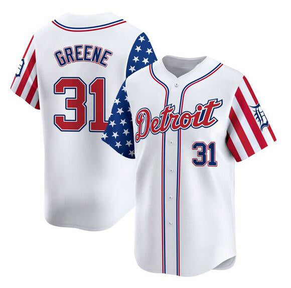Detroit Tigers #31 Riley Greene White MASONITE 2025 Independence Day Vapor Premier Limited Stitched Jersey