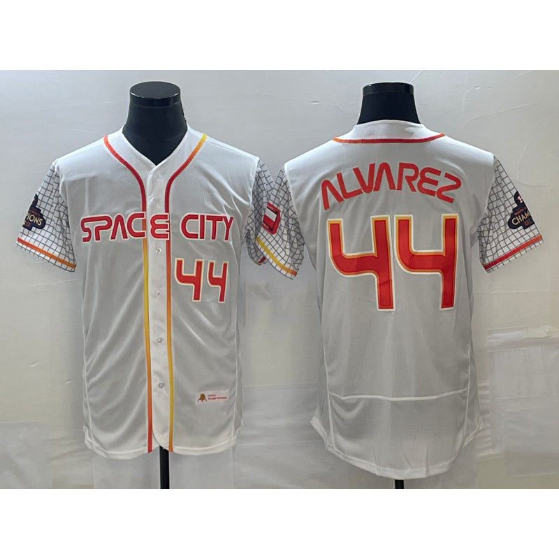 Houston Astros #44 Yordan Alvarez Number White MASONITE 2023 City Connect Flex Base Stitched Jersey 2