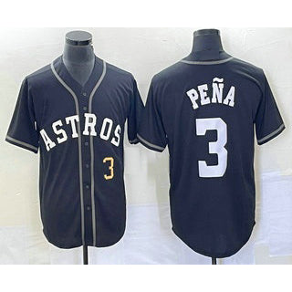Houston Astros #3 Jeremy Pena Number Black MASONITE Cool Base Stitched Jersey