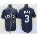 Houston Astros #3 Jeremy Pena Number Black MASONITE Cool Base Stitched Jersey