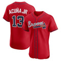 Atlanta Braves #13 Ronald Acuna Jr Red MASONITE Alternate 2 Elite Jersey