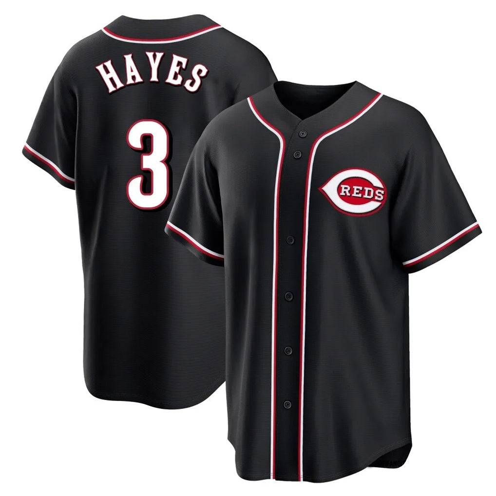 Cincinnati Reds #3 Ke'Bryan Hayes Player Black MASONITE Fashion Out Home Game Stitched Jerseys