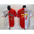 Houston Astros #27 Jose Altuve Number White Orange MASONITE Split Stitched Jersey