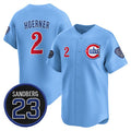 Chicago Cubs #2 Nico Hoerner Blue MASONITE 'Ryne Sandberg Tribute' Vapor Limited V2 Stitched Jersey