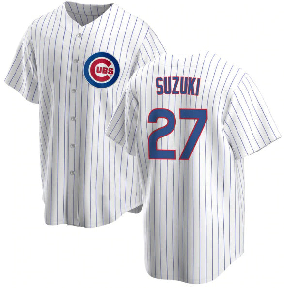 Chicago Cubs #27 Seiya Suzuki White MASONITE Cool Base Stitched Jersey