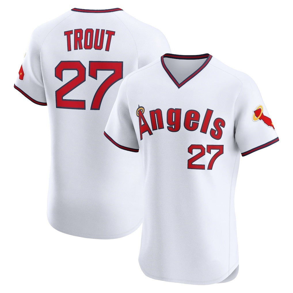 Los Angeles Angels #27 Mike Trout White MASONITE Alternate 2 Elite Jersey