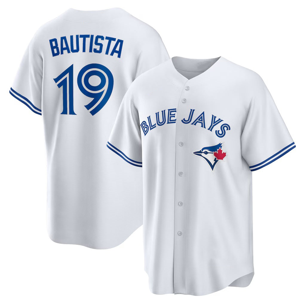 Toronto Blue Jays #19 Jose Bautista White MASONITE Home Retired Player Replica Jersey