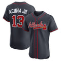Atlanta Braves #13 Ronald Acuna Jr Navy MASONITE Alternate Elite Jersey